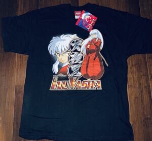 Vtg 2003 Inuyasha Anime Shirt NWT XL M&O Knits Half Human Half Demon Black Tee